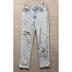 Edwin Jeans Mens 33x33 Blue Acid Wash Distressed American Slim Japan Denim
